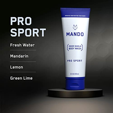 Odor Shield Body Wash – Controle de Odor por 24 Horas – Remove Odor Melhor que Sabonete – Livre de SLS, Parabenos, Seguro para a Pele – 250 ml (Pro Sport) - Mando