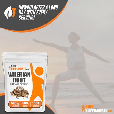 Valerian Root Extract Powder BulkSupplements.com – Pó de Raiz de Valeriana, Extrato de Valeriana – para Bem-Estar Geral, Sem Glúten, 500mg por Porção, 500g (1.1 lbs), Pacote de 1