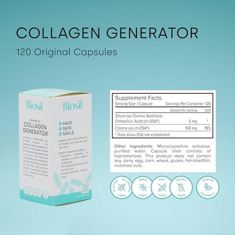 Gerador de Colágeno – 120 Cápsulas – com Complexo Patenteado ch-OSA – Gera - Biosil