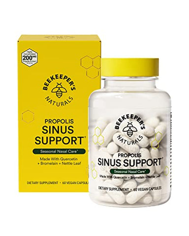 Beekeeper's Naturals - Beekeeper’s Naturals – Suporte Natural para os Seios Nasais de Adultos, Alívio de Cuidados Nasais Sazonais com Própolis, Quercetina, Bromelina, Folha de Urtiga