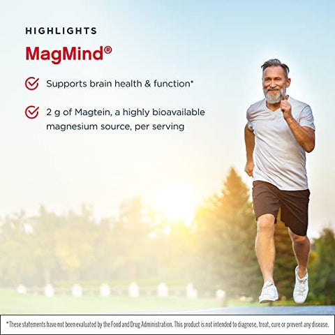MagMind – 90 Cápsulas, Pacote de 2 – Magnésio L-Treonato (Magtein) – Suporte para a Saúde Cerebral - Jarrow Formulas