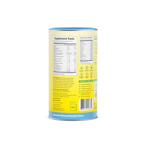 Kit Inicial Shake Substituto de Refeição para Emagrecimento – Pó de Proteína – Sabor Amêndoa Baunilha – 2 Latas de 500g + Garrafa Medidora - Almased