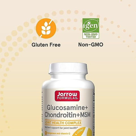 Glucosamina Condroitina MSM Cápsulas, Suplemento para Suporte Articular com Vitamina C e Manganês, 240 Cápsulas, Fornecimento de 60 Dias - Jarrow Formulas