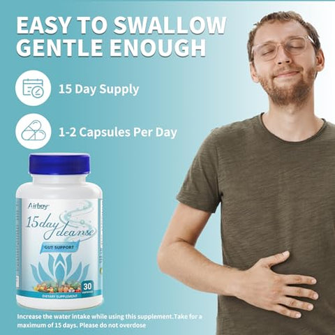 15 Day Cleanse Detox Suporte Intestinal para Mulheres – Limpeza Intestinal e Desintoxicação - Airboy