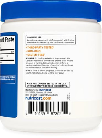 Arginine AKG em Pó 300 Gramas (AAKG) – 3G Por Porção - Nutricost