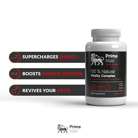 PRIME MALE - Booster Natural de Testosterona 120 Cápsulas – Aumente sua Energia e Vitalidade