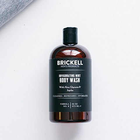 Brickell Men's Products - Gel de Banho Refrescante de Hortelã para Homens Brickell, Natural e Orgânico, Limpeza Profunda com Aloe Vera, Glicerina e Jojoba, Livre de Sulfatos