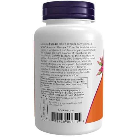 NOW Foods - Now Foods – Complexo Avançado de Gamma E 120 softgels | Vitamina E | Antioxidante | Saúde e Bem-Estar