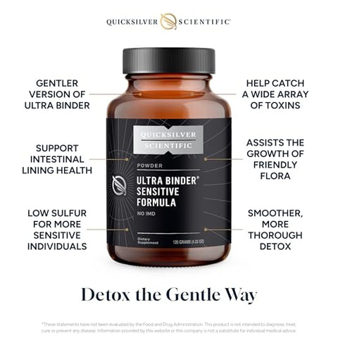 Ultra Binder Fórmula Sensível – Suplemento para Saúde Intestinal com Carvão Ativado e Argila Bentonita – Pó de Apoio à Limpeza (120g) - Quicksilver Scientific