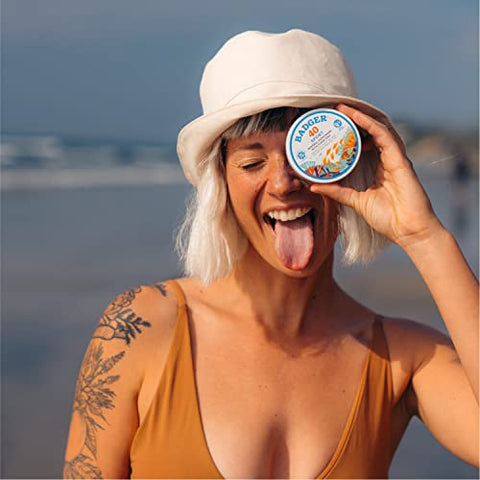 Protetor Solar Badger Coral Reef Safe, FPS 40 Óxido de Zinco, Amplo Espectro, Resistente à Água, Tamanho Viagem, Cuidados com a Pele ao Sol, Sem Fragrância, 2.4 oz (2 Unidades)