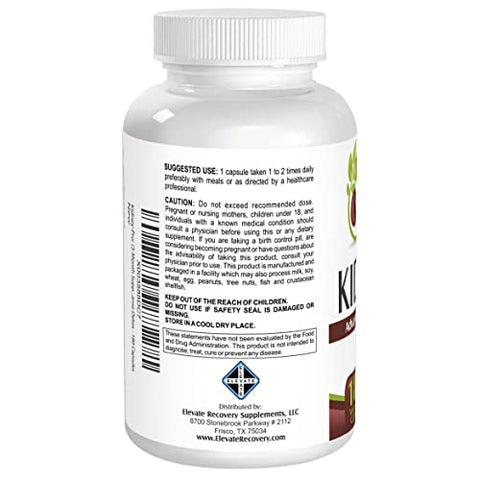 Elevate Recovery Supplements - Kidney-Pro: Fórmula com 21 Suplementos para Saúde Renal – Suporte Total aos Rins – Detox Renal – 180 Cápsulas Vegetarianas