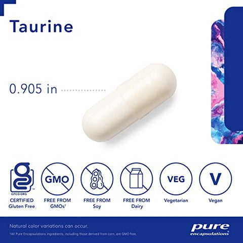 Taurina 1.000 mg Pure Encapsulations – Suporte para a Saúde Cardíaca