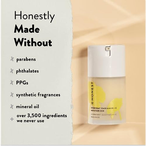 Everyday Radiance Hidratante Vitamina C | Melhora o Tom da Pele | Vitamina C, Niacinamida, Pérola | EWG Verificado, Vegano Cruelty Free | 50 ml - Honest Beauty
