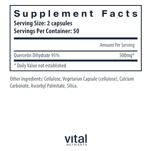 Quercetin | Suplemento Vegano de Quercetina com Bioflavonoides para Sinusite, Respiratório, Coração | 60 cápsulas - Vital Nutrients