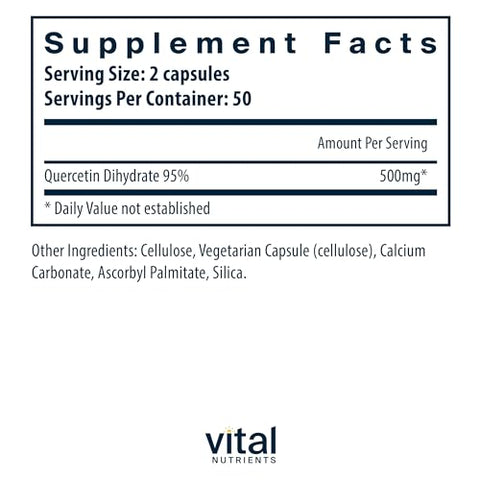 Quercetin | Suplemento Vegano de Quercetina com Bioflavonoides para Sinusite, Respiratório, Coração | 60 cápsulas - Vital Nutrients