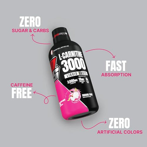 L-Carnitine 3000 – Shots Líquidos Estimulantes Sem Cafeína para Homens e Mulheres – Bebida para Treino, Performance e Recuperação Muscular (31 Porções, Fruta do Dragão) - PROSUPPS