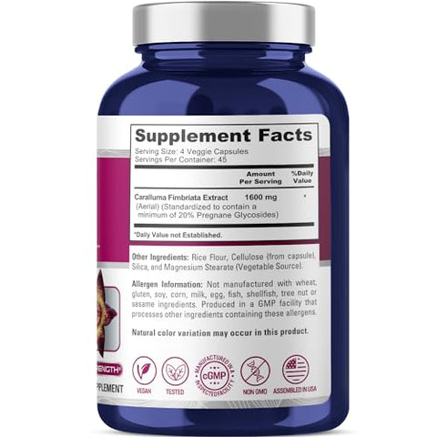 Caralluma Fimbriata 1600mg – 180 Cápsulas Vegetais (Sem OGM, Vegano) - NusaPure