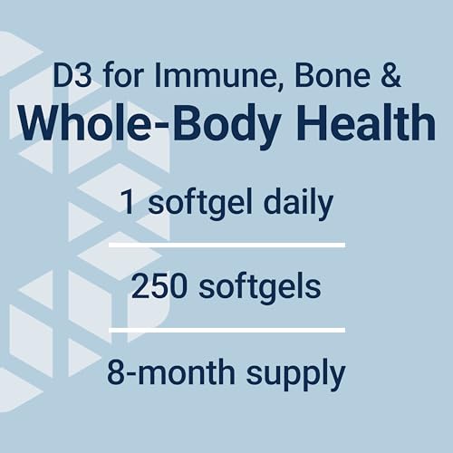 Vitamina D3 25 mcg (1000 UI) Life Extension, suporte ao sistema imunológico, saúde óssea, saúde integral, tamanho econômico, sem glúten, não transgênico, 250 softgels
