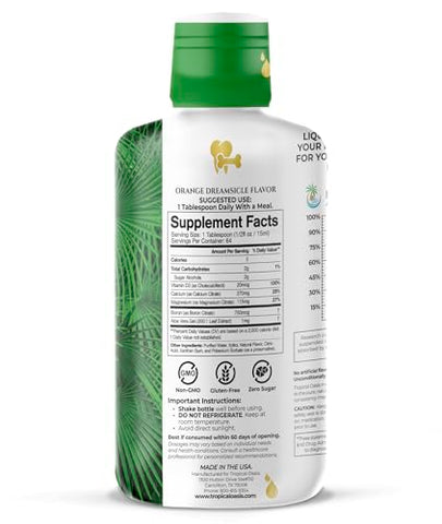 Cálcio Líquido Magnésio para Saúde Óssea – 946 ml, 64 Porções - Tropical Oasis