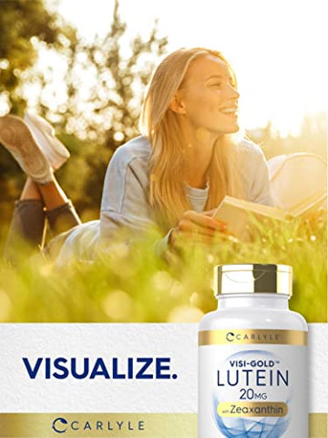 Luteína e Zeaxantina 20mg | 300 Softgels | Vitaminas para a Saúde dos Olhos | Não-OGM - Carlyle