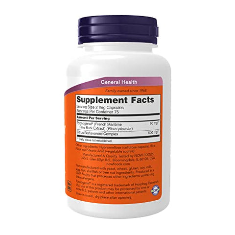 Supplements, Pycnogenol 30 mg – Combinação Única de Proantocianidinas do Pinheiro Marítimo Francês com 300 mg de Bioflavonoides, 150 Cápsulas Vegetais - NOW Foods