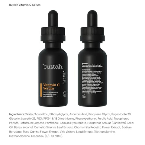 buttah. by Dorion Renaud - Buttah Skin Serum Vitamina C 30mL – Rosto – Vitamina E – Ácido Ferúlico – Chá Verde