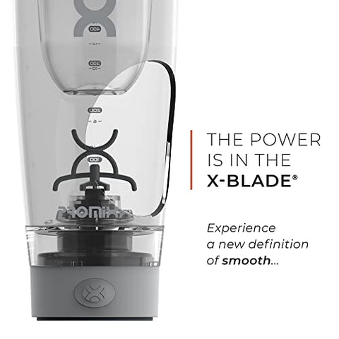 Pro Shaker Bottle | Recarregável, Potente para Batidas de Proteína Suaves | Inclui Armazenamento de Suplementos – Livre de BPA | Copo de 600ml (Cinza Legal) - Promixx