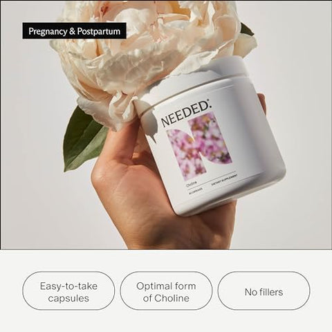 Needed. - Prenatal Choline VitaCholine 250mg – Desenvolvimento Cerebral na Gestação/Primeira Infância – Livre de Metais Pesados – Sem Talco – Aditivo Otimizado – Não-OGM – Sem Alergênicos