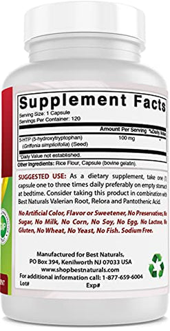 Best Naturals - Melhor Naturals 2 Pacotes 5-HTP (5-hidroxitriptofano) 100 mg 120 Cápsulas – Marca de Produto