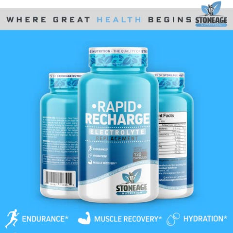 StoneAge Nutrition - Pílulas de Eletrólitos – 120 Cápsulas – Suporte para Síndrome de POTS, Comprimidos de Sal – Suplementos de Eletrólitos Keto, Hidratação Rápida, Resistência, Recuperação da Desidratação – Livre de GMO