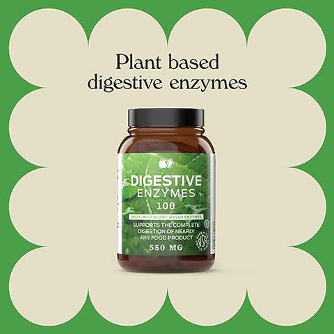Complete Natural Products - Superalimento Natural à Base de Plantas – Enzimas Digestivas, Probióticos, Amilase, Bromelina, Lipase – 100 Cápsulas 600mg
