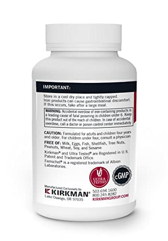 Ferrochel 5mg – 120 cápsulas – Auxilia a Hemoglobina - Kirkman