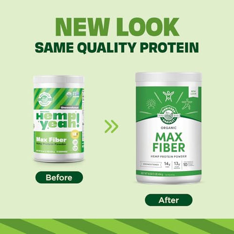 Hemp Yeah! Pó de Proteína de Fibra Máxima Orgânica, Sem Adição de Açúcar, 16oz; com 13g de Fibra, 13g de Proteína e 2.5g de Ômegas 3 - Manitoba Harvest