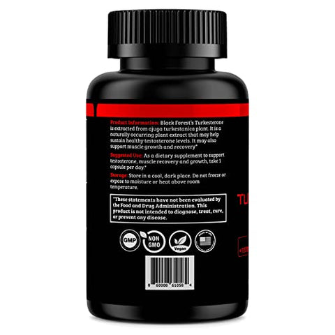 Black Forest - Suplemento de Turkesterona da Floresta Negra 500mg Cápsula (Pureza Máxima 95%% Extrato) Fornecimento de 2 Meses (500mg de Turkesterona a partir de 526mg de Ajuga Turkestanica) Similar ao Ecdisterona para