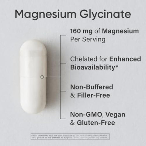 Magnesium Glycinate – Suporte para um sono tranquilo – 100% natural – 120 cápsulas – Marca líder em qualidade - Sports Research