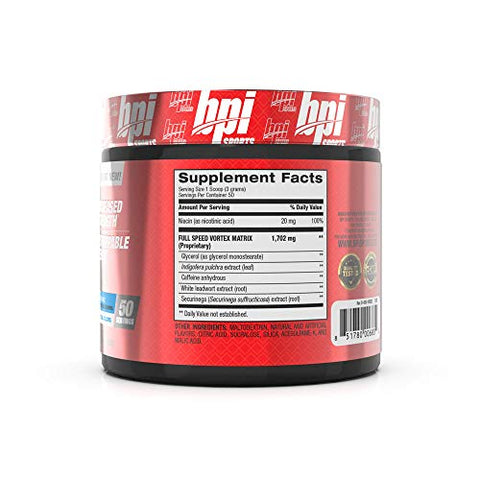 1.M.R. Vortex Pó Pré-Treino, Blue Raz, 150g - BPI Sports