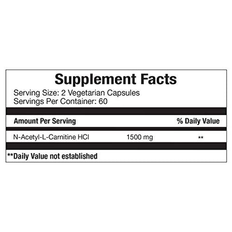 Vitamorph - Carnitina 1500 – Suplemento de Carnitina Acetil L-Carnitina 1500mg de Força Máxima – Suporta Energia, Memória, Foco e Gerenciamento de Perda de Peso – 120 Cápsulas Vegetarianas