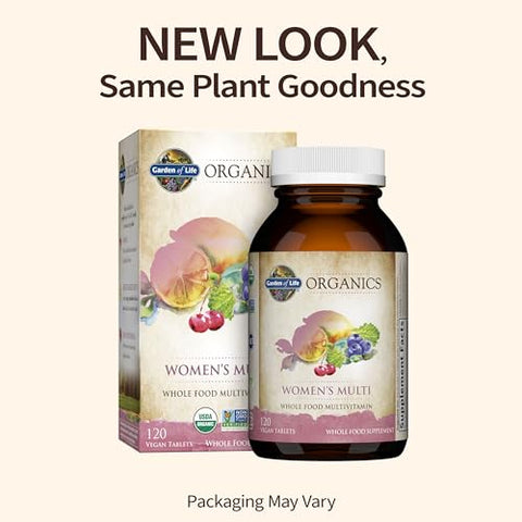 Organics Multivitamínico para Mulheres e Homens – Diário de Alimentos Integrais, 120 e 60 Comprimidos - Garden of Life