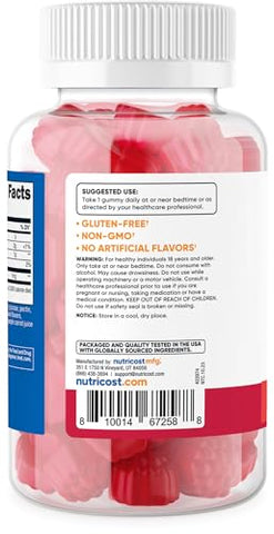 Melatonina 1mg, 180 Gomas, Sabor Morango – Sem Glúten, Não-OGM, Sem Xarope de Milho - Nutricost