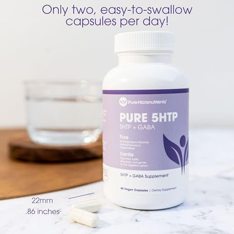Pure Micronutrients - Pure 5-HTP (5-Hidroxitriptofano) Plus GABA – Sono e Humor – 60 cápsulas