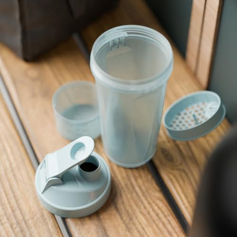 Slim 4-Pack Garrafa Shaker de Proteína 400 ml | 13.5 oz – Armazenamento Incluso – Tampa Rosqueável à Prova de Vazamentos – Livre de BPA – Unissex – Preto, Branco, Cinza Tempestade, Rosa Algodão - Smartshake