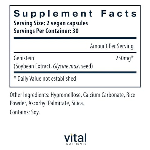 Genistein | Isoflavonas de Fácil Absorção para Suporte à Saúde Óssea* | Suplemento Vegano | Livre de Glúten e Lactose | Não-OGM | 60 Cápsulas - Vital Nutrients