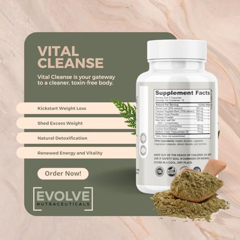Evolve Nutraceuticals - Evolve Vital Cleanse: Fórmula Natural de Desintoxicação, Renova Energia e Vitalidade, Prepare-se para as Férias