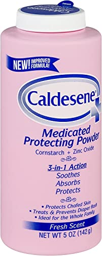 Pó Corporal Protetor Medicado com Óxido de Zinco e Amido de Milho, Livre de Talco, 150g (Pacote com 2) - Caldesene