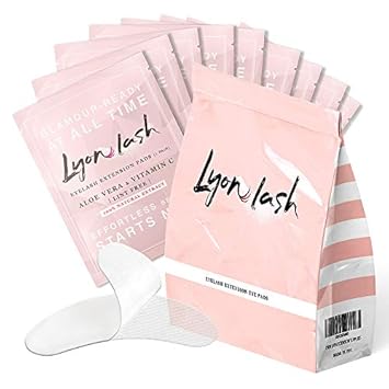 Lyon lash - 100 Pares de Almofadas de Gel para Extensão de Cílios na Região Inferior dos Olhos por Lyon Lash – Livre de Fiapos com Patches de Hidrogel de Aloe Vera, Suprimentos Premium para Extensão de Cílios