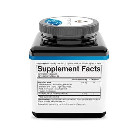 Fórmula Avançada de Ácido Hialurônico – Suplemento para Suporte Articular com Extrato de Boswellia – Suplemento para Saúde da Pele – Sem Laticínios, Soja – 60 Cápsulas - Youtheory
