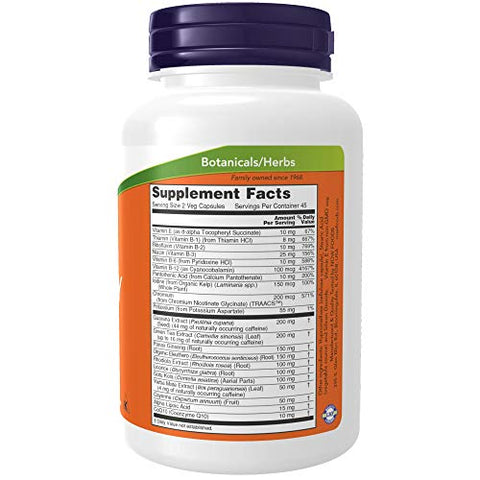 Suplementos, Energético com Vitaminas do Complexo B, Chá Verde, Ginseng Panax e Rhodiola, 90 Cápsulas - NOW Foods