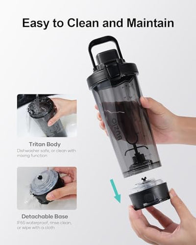 BUZIO - Buzio Garrafa Misturadora Elétrica de Proteína, 24 oz Garrafa Liquidificadora de Shake, Garrafas Liquidificadoras Recarregáveis por USB para Misturas de Proteína, Copos Misturadores, Garrafas Esportivas Portáteis Grandes Feitas com