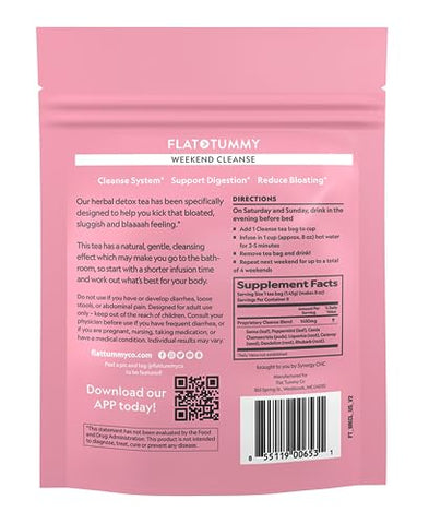 Flat Tummy Tea - Chá Detox Flat Tummy Weekend Cleanse – Programa de 30 Dias – Limpeza Natural do Cólon com Sene e Raiz de Dente-de-leão, Alívio de Inchaço para Mulheres – Suporte à Digestão com Desintoxicação