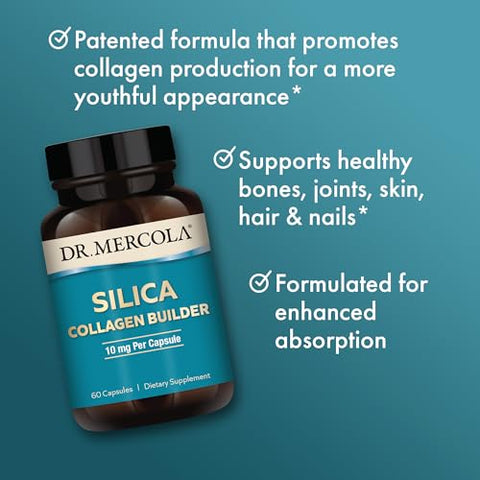 Suplemento Alimentar de Colágeno de Sílica, 60 Porções (60 Cápsulas), Livre de Transgênicos, Sem Glúten, Sem Soja - Dr. Mercola